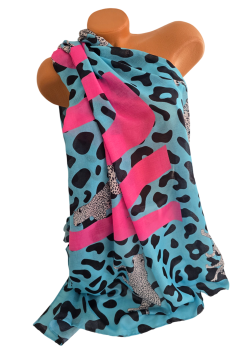 Wunderschöner Damen XXL Schal - Stola blau/pink