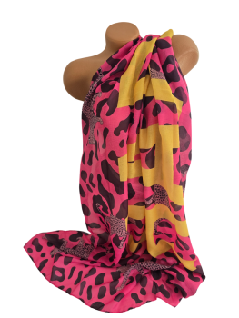 Wunderschöner Damen XXL Schal - Stola pink/gelb