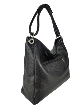 geräumige Schultertasche echt Leder schwarz