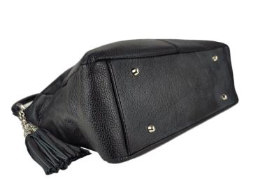 geräumige Schultertasche echt Leder schwarz