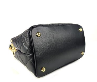 Elegante Schultertasche echt Leder gesteppt schwarz