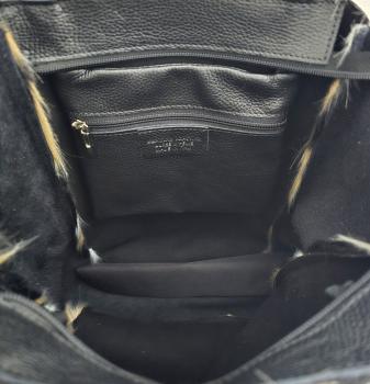 Damen Schultertasche Shopper mit Reißverschluss in Fell-Optik echt Leder