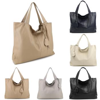 geräumige Schultertasche / Shopper / Shopping-Bag - echt Leder - Made in Italy - in verschiedenen Farben