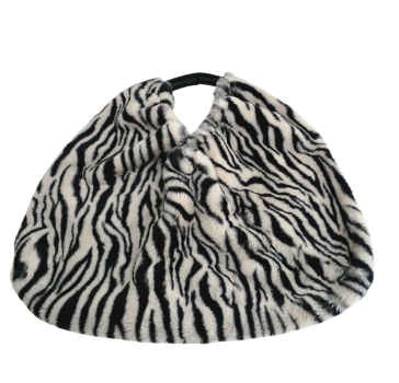 Preview: Damen Tasche Schultertasche Kunstfell Plüsch im Zebra Look