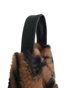 Preview: Damen Tasche Schultertasche Kunstfell Plüsch im Zebra Look braun