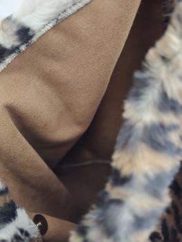 Preview: Damen Tasche Schultertasche Kunstfell Plüsch im Leoparden Look