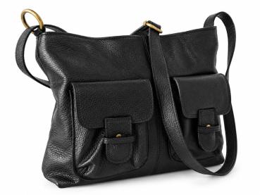 Leder Umhängetasche mit Vortaschen (30x25cm) | Crossbody Bag Damen
