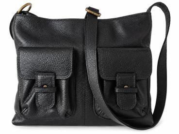 Preview: Leder Umhängetasche mit Vortaschen (30x25cm) | Crossbody Bag Damen