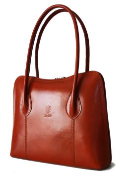edle Tamponatoleder Schultertasche cognac
