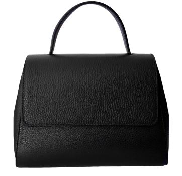 Damen Henkeltasche Satchel echt Leder schwarz - Made in Italy