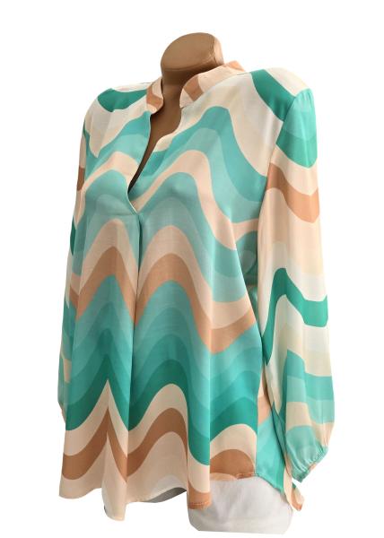Damen Bluse Tunika Frühjahr Sommer Party Türkis Grün Made in Italy Gr 38-42