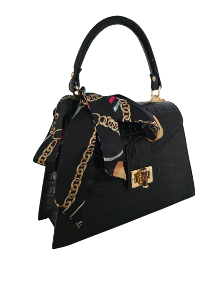 edle Damentasche mit Krokoprägung Lackleder Seite 1