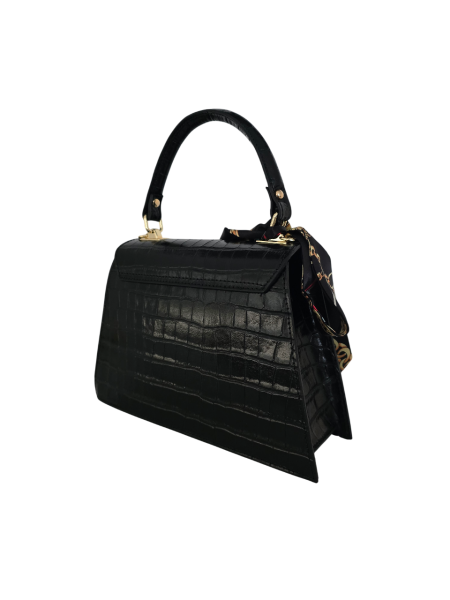 edle Damentasche mit Krokoprägung Lackleder hinten