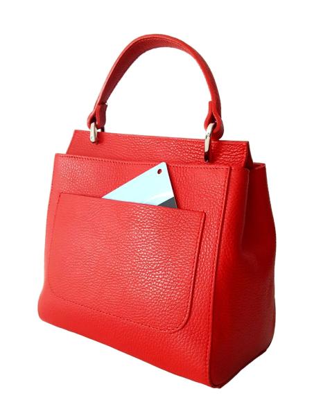 elgante Handtasche echt Leder rot hinten