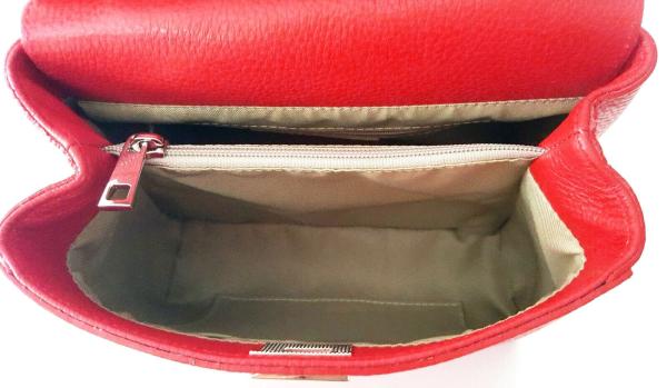 elgante Handtasche echt Leder rot offen