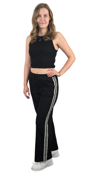 Marlenehose mit Seitenstreifen in schwarz