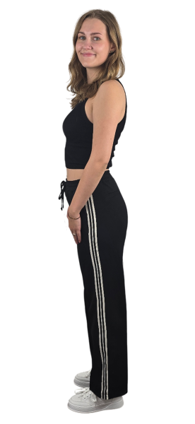 Marlenehose mit Seitenstreifen in schwarz