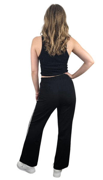 Marlenehose mit Seitenstreifen in schwarz