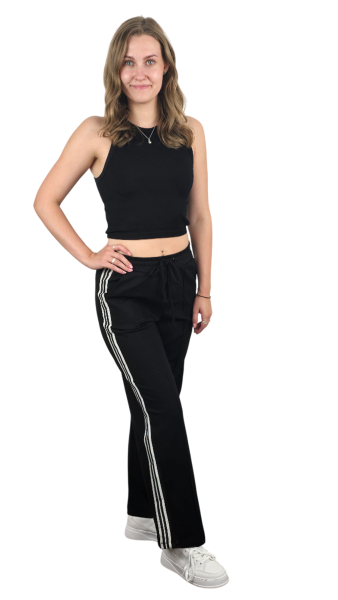 Marlenehose mit Seitenstreifen in schwarz
