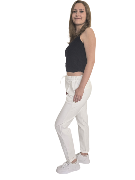 lässige Damenhose mit Bindeband und Umschlag