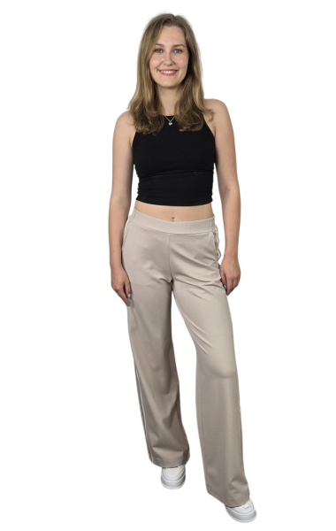Marlenehose mit beige-weißen Streifen