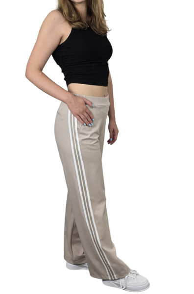Marlenehose mit beige-weißen Streifen