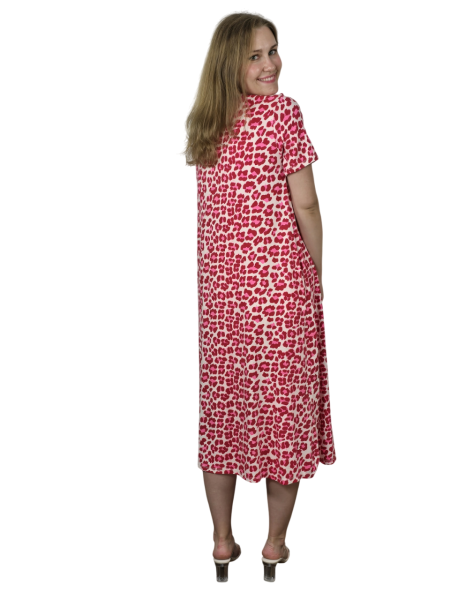 Maxi-Kleid Shirtkleid Kurzarm A-Linie rot