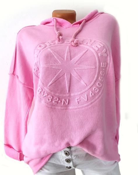 Trendiger Damen Hoodie in rosa mit 3D-Stern – Stylisches Kapuzen-Sweatshirt für modische Auftritte