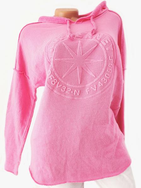 Trendiger Damen Hoodie in rosa mit 3D-Stern – Stylisches Kapuzen-Sweatshirt für modische Auftritte