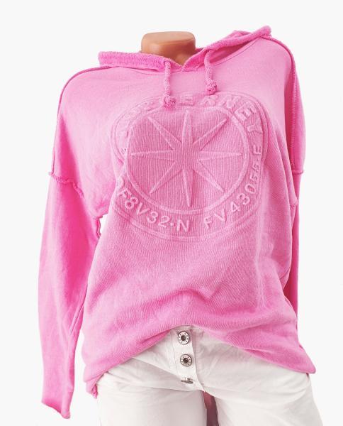 Trendiger Damen Hoodie in rosa mit 3D-Stern – Stylisches Kapuzen-Sweatshirt für modische Auftritte
