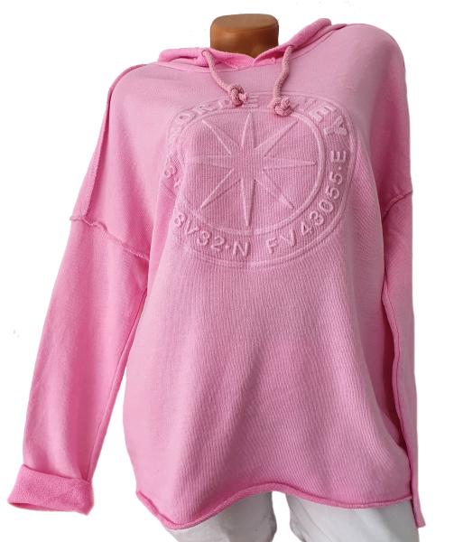 Trendiger Damen Hoodie in rosa mit 3D-Stern – Stylisches Kapuzen-Sweatshirt für modische Auftritte