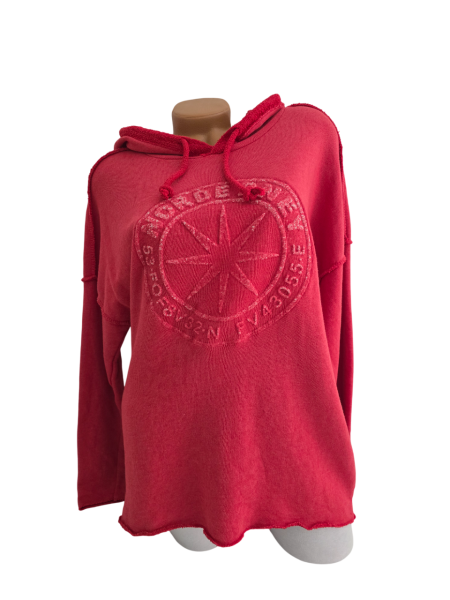 Trendiger Damen Hoodie in rot mit 3D-Stern – Stylisches Kapuzen-Sweatshirt für modische Auftritte