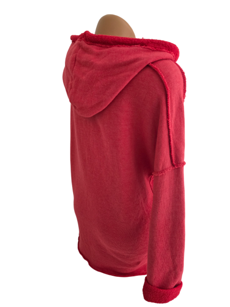 Trendiger Damen Hoodie in rot mit 3D-Stern – Stylisches Kapuzen-Sweatshirt für modische Auftritte