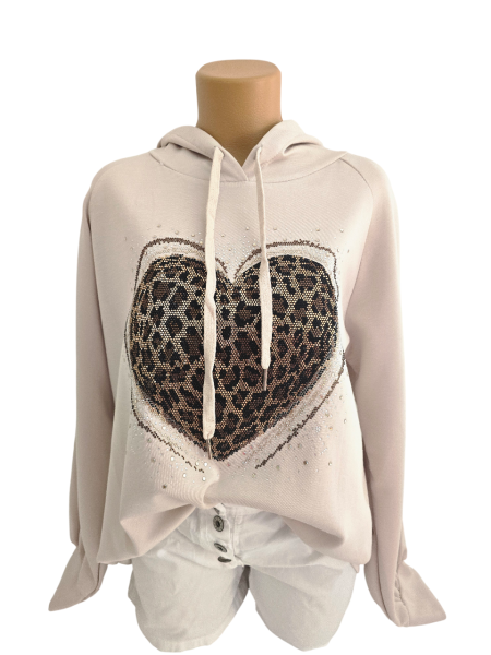 Damen Sweatshirt Hoodie mit Strassherz
