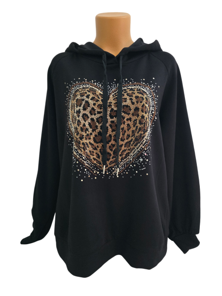 Damen Sweatshirt Hoodie mit Strassherz