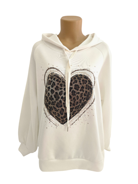 Damen Sweatshirt Hoodie mit Strassherz