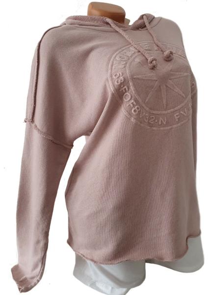 Damen Hoodie in zartem Rosé mit 3D-Stern auf der Brust​