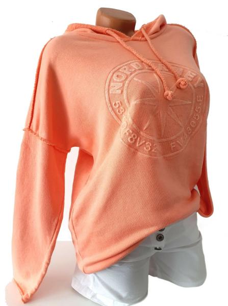 Damen-Hoodie in kräftigem Orange mit 3D-Stern auf der Brust​