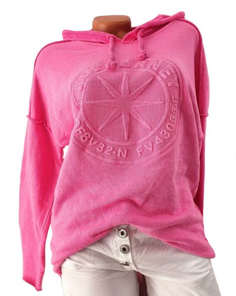 Pinker Damen Hoodie mit 3D-Stern-Design – Vorderansicht​