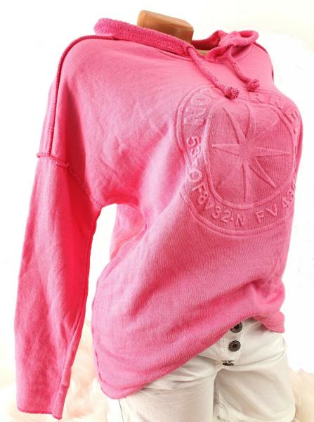 Damen Hoodie in leuchtendem Pink mit 3D-Stern auf der Brust​