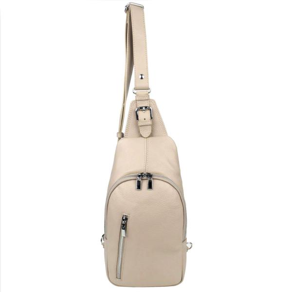 Exklusiver Damen Leder-Cityrucksack / Bodybag – Silber-Edition