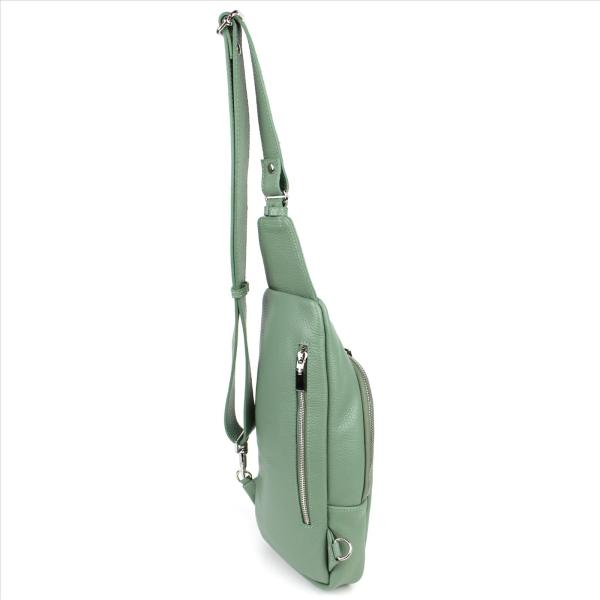 Exklusiver Damen Leder-Cityrucksack / Bodybag – Silber-Edition