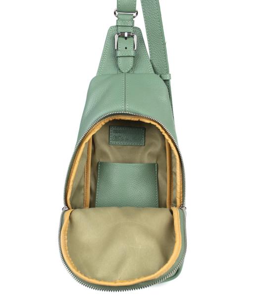 Exklusiver Damen Leder-Cityrucksack / Bodybag – Silber-Edition