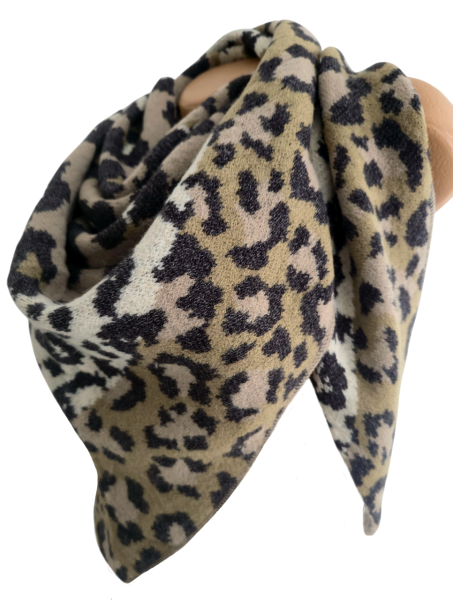 Damen Wendeschal Dreick Tuch Schal Winter Herz kuschelweich khaki taupe