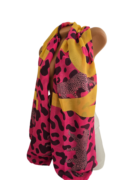 Wunderschöner Damen XXL Schal - Stola pink/gelb