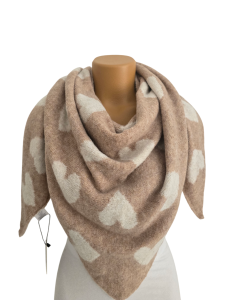 Damen Wendeschal Dreieck Tuch Schal Winter Herz kuschel weich creme sand