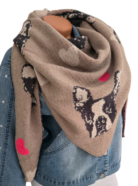 Damen Schal Wendeschal Dreick Tuch Winter Herz kuschelweich warm Frenchi