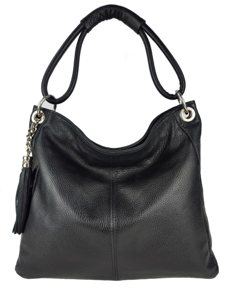 geräumige Schultertasche echt Leder schwarz