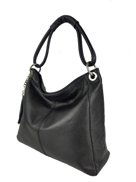 geräumige Schultertasche echt Leder schwarz