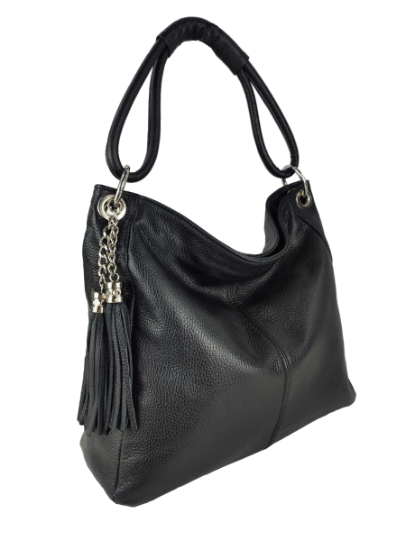 geräumige Schultertasche echt Leder schwarz